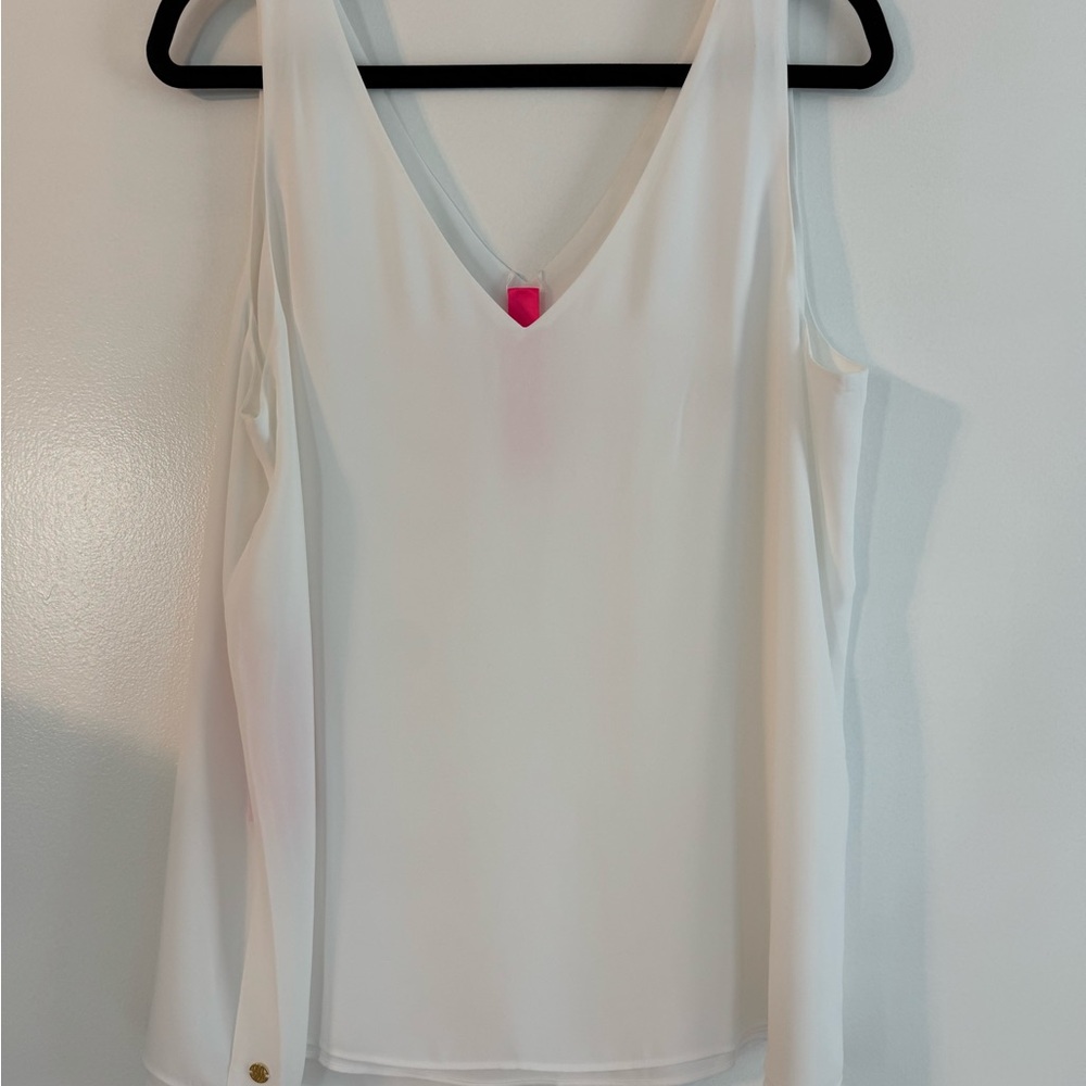 Lilly Pulitzer White Florn Sleeveless V-Neck Top
